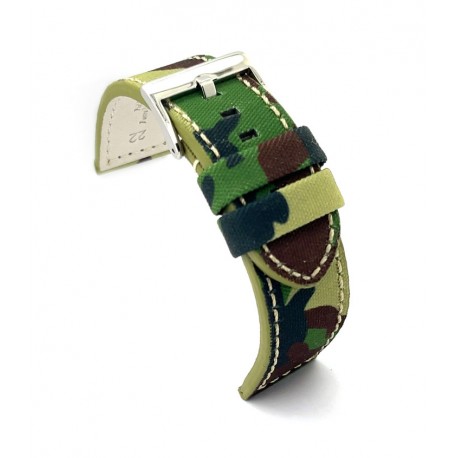 Correas de Reloj de Tela de Camuflaje y cuero. Ref 370